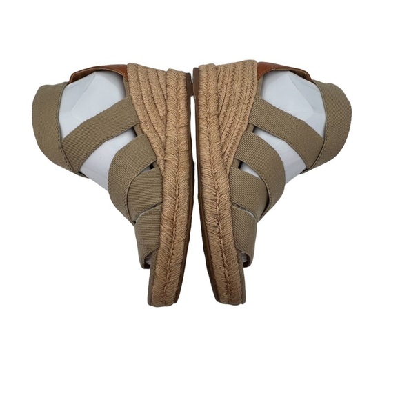 Tory Burch Beige Slip On Strappy Wedge Espadrille Sandals Size 8 Women’s - Picture 7 of 10
